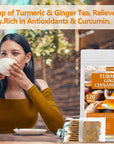 120 Premium Turmeric, Ginger, Cinnamon Blend Tea Bags, 100% Natural & No Additives & Caffeine Free.