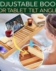 Luxury Bamboo Bathtub Caddy Tray - Adjustable Natural Wood Bath Tub Organizer