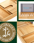 Luxury Bamboo Bathtub Caddy Tray - Adjustable Natural Wood Bath Tub Organizer