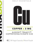 Copper Bisglycinate Chelate (3Mg), Immune Support - 90 Capsules