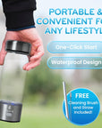 2025 Hydrogen Water Bottle W/Spe/Pem Technology – Borosilicate Glass & Cleaning Brush for Travel, Portable Hydrogen Generator, 3-Min Quick Electrolysis, 1700 PPB Hydrogen-Rich Water for Daily Use