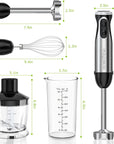 Immersion Blender, Speeds & Turbo, 4-In-1 Stainless Steel Handheld Blender Stick Mixer