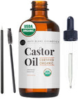 Castor Oil Organic - Stimulate Growth for Hair, Eyelashes, Eyebrows. Hair Treatment Starter Kit & Skin Moisturizer