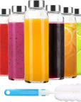 Clear Glass Bottles with Lids 18 Oz, for Juicing,Refrigerator,100% Leak Proof