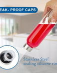 Clear Glass Bottles with Lids 18 Oz, for Juicing,Refrigerator,100% Leak Proof