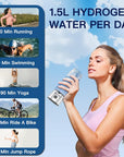 Hydrogen Water Bottle Generator, 1400Ppb Portable Water Ionizer Machine with SPE/PEM Technology in 3-Minute Electrolysis, Rechargeable Hydrogen Rich Glass Cup for Home Office Travel & Fitness