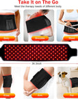 Red Light Therapy for Body- Infrared Light Therapy, Red Light Therapy Belt for Shoulder Waist Muscle Pain Relief, LED 660Nm&850Nm near Infrared Light Therapy Belt Wrap Timer Remote Control