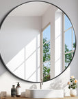 42 Inch Large round Mirror, Black Circle Mirror, Oversized round Bathroom Mirror