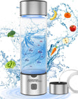 Hydrogen Water Bottle Generator, 1400Ppb Portable Water Ionizer Machine with SPE/PEM Technology in 3-Minute Electrolysis, Rechargeable Hydrogen Rich Glass Cup for Home Office Travel & Fitness