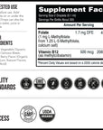 Organic Methyl Folate 1000 Mcg + Methyl B12 Cofactor