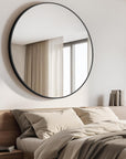42 Inch Large round Mirror, Black Circle Mirror, Oversized round Bathroom Mirror