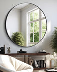 42 Inch Large round Mirror, Black Circle Mirror, Oversized round Bathroom Mirror