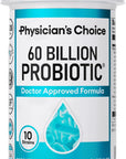 Probiotics 60 Billion CFU - 10 Strains + Organic Prebiotics - Immune, Digestive & Gut Health - Supports Occasional Constipation, Diarrhea, Gas & Bloating - for Women & Men - 84Ct