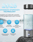 2025 Hydrogen Water Bottle W/Spe/Pem Technology – Borosilicate Glass & Cleaning Brush for Travel, Portable Hydrogen Generator, 3-Min Quick Electrolysis, 1700 PPB Hydrogen-Rich Water for Daily Use