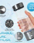 2025 Hydrogen Water Bottle W/Spe/Pem Technology – Borosilicate Glass & Cleaning Brush for Travel, Portable Hydrogen Generator, 3-Min Quick Electrolysis, 1700 PPB Hydrogen-Rich Water for Daily Use