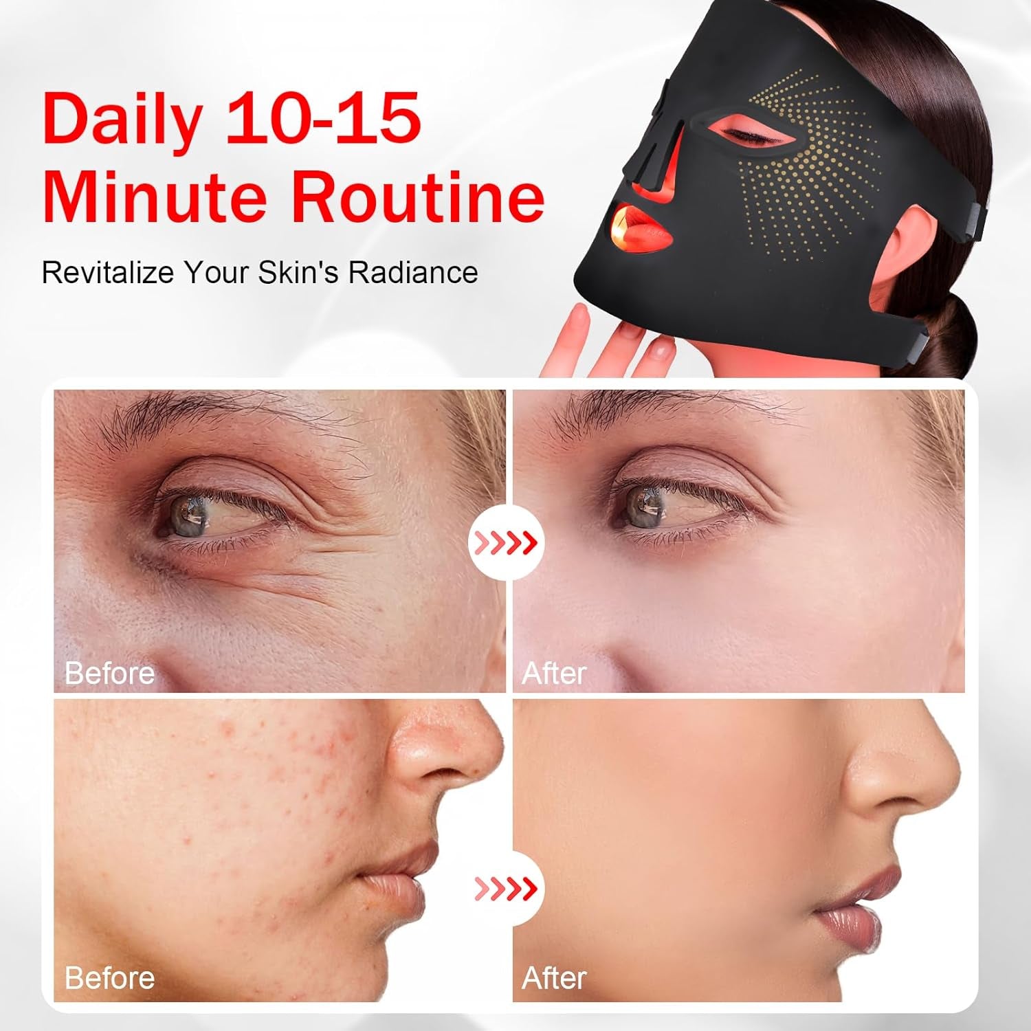Red Light Therapy Mask for Wrinkle Remove &amp; anti Aging, Skin Care 