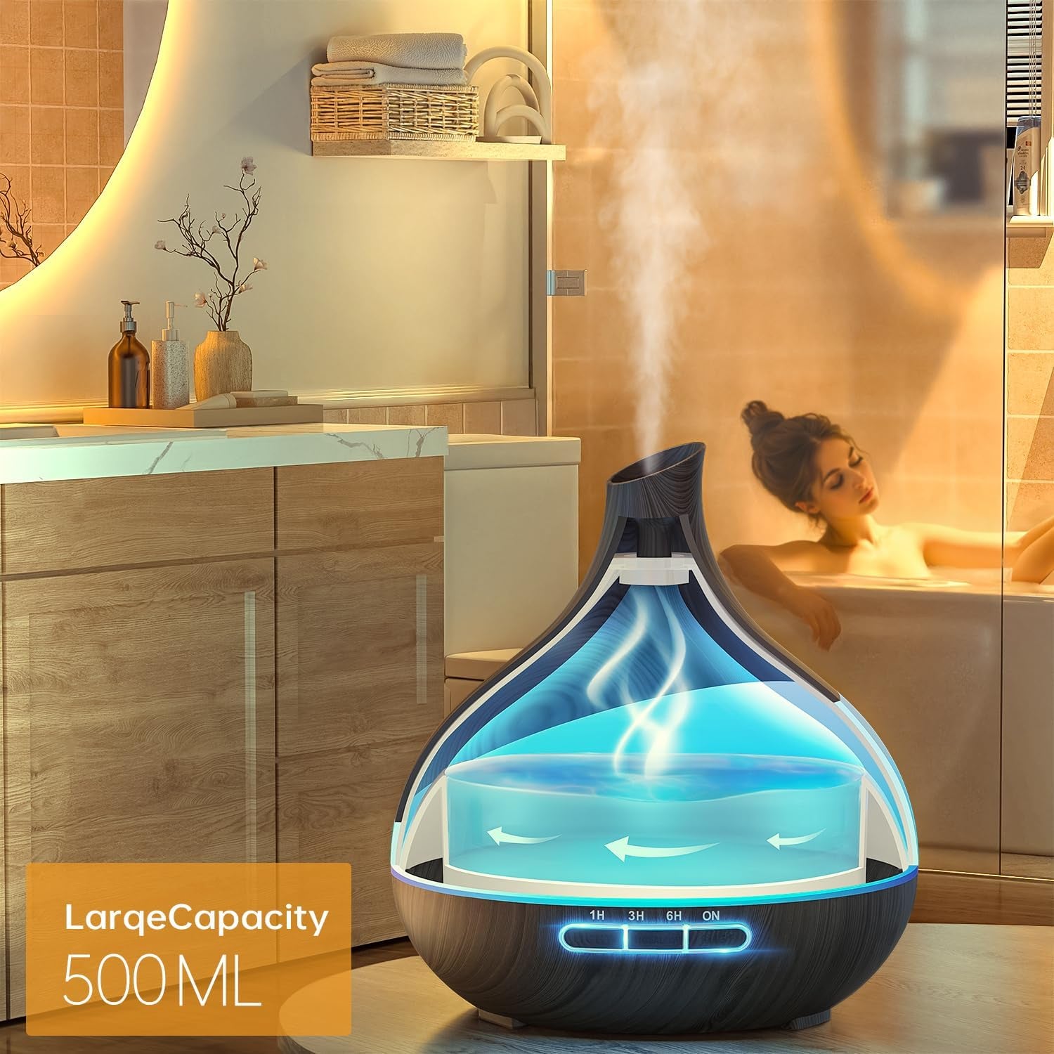 500ML Essential Oil Diffuser – Remote Control, Mist & Light Therapy