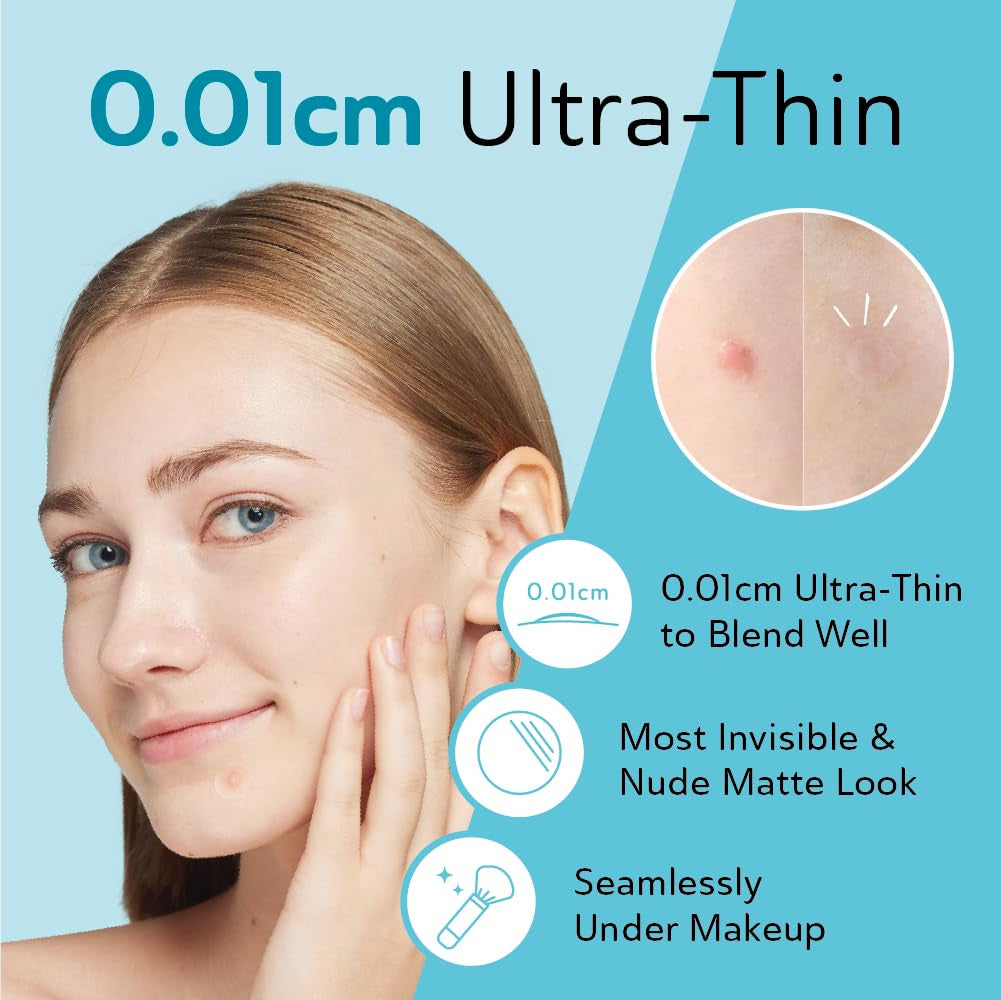 Ultra Invisible Acne Patches Salicylic Acid Acne Patches for Cystic Acne Blemish Patches Hydrocolloid Patches Zit Patches - Day and Night Use UPGRADED (Acne Specialist-96 Count -2 Sizes)