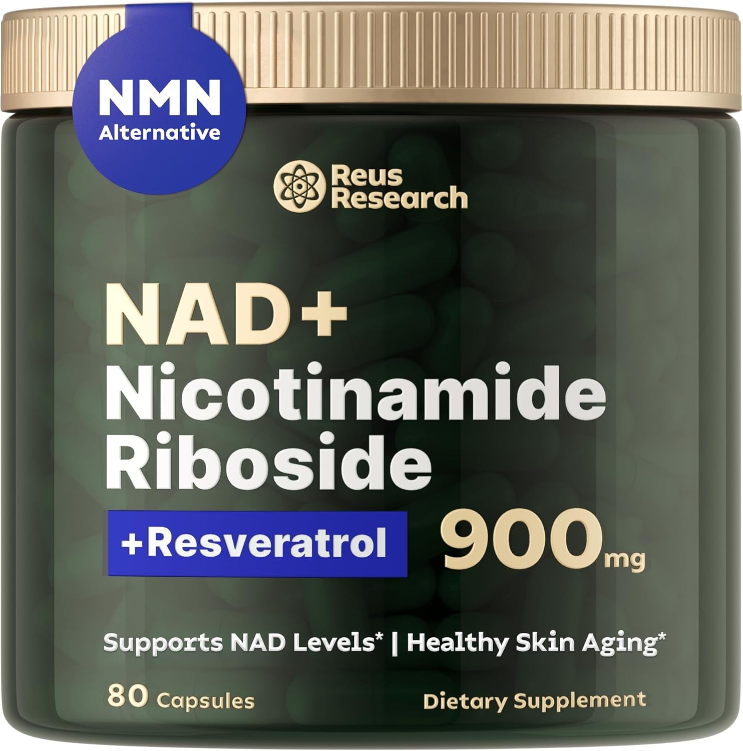 Liposomal Nicotinamide Riboside High Purity NAD Supplement for Anti-Aging, Energy, Focus - 80 Capsules