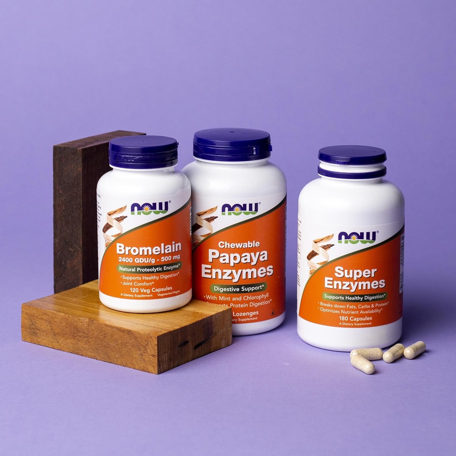 Supplements, Super Enzymes, Formulated with Bromelain, Ox Bile, Pancreatin and Papain,180 Capsules