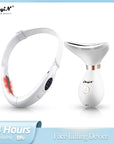 Ckeyin V Shaped Facial Lifting Device Red Light Therapy Face Slimming Tightening Machine EMS Neck Massager Remove Double Chin