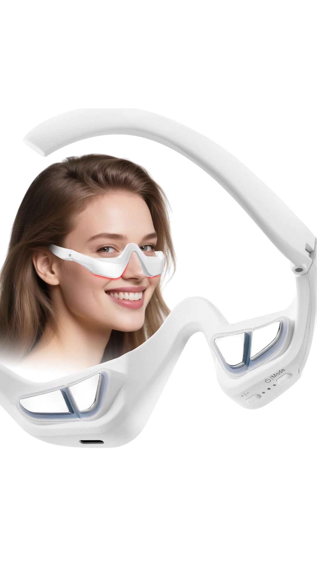 Under-Eye Red Light Therapy Glasses | LED Eye Massager for Puffiness, Wrinkles & Dark Circles | Skincare Beauty Device