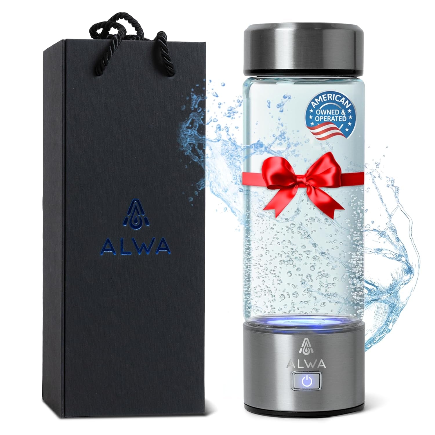 2025 Hydrogen Water Bottle W/Spe/Pem Technology – Borosilicate Glass &amp; Cleaning Brush for Travel, Portable Hydrogen Generator, 3-Min Quick Electrolysis, 1700 PPB Hydrogen-Rich Water for Daily Use