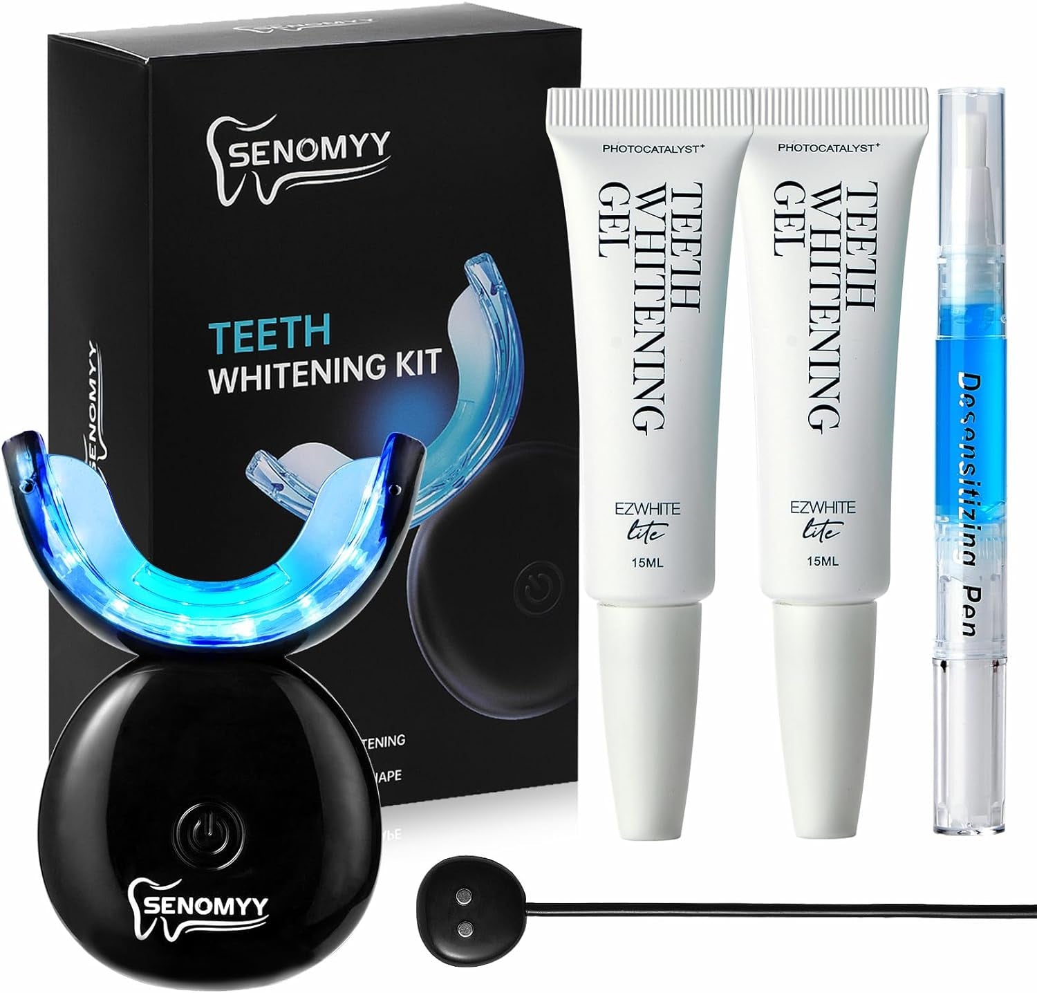 Teeth Whitening Kit 16X LED Light Rechargeable,Teeth Whitener 
