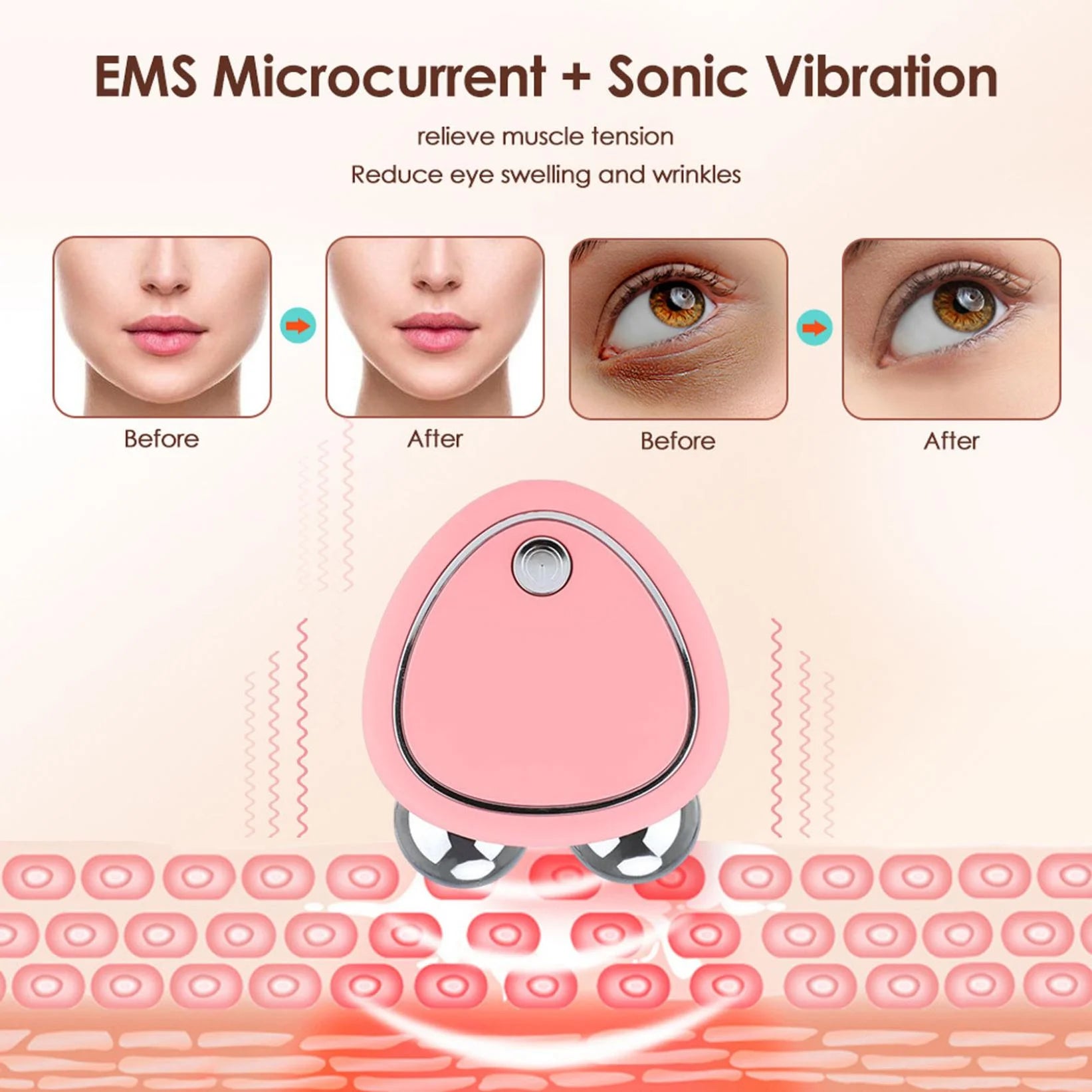 Wavy Chic Beauty Microcurrent Facial Device, Multifunctional Facial Skin Care Massager with 7 Color Massage Modes, 2024 Best Electric Neck Face Lifting Massager, Reduce Fine Lines Wrinkles(Red)