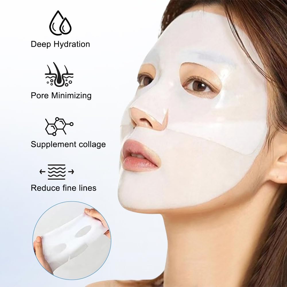 Bio-Collagen Mask, anti Wrinkle Mask, Bio-Collagen Deep Mask, Skinquee Collagen Mask, Bio Collagen Face Mask ，Korean Deep Hydrating and Firming Overnight Hydrogel Mask(4Pcs/Box)