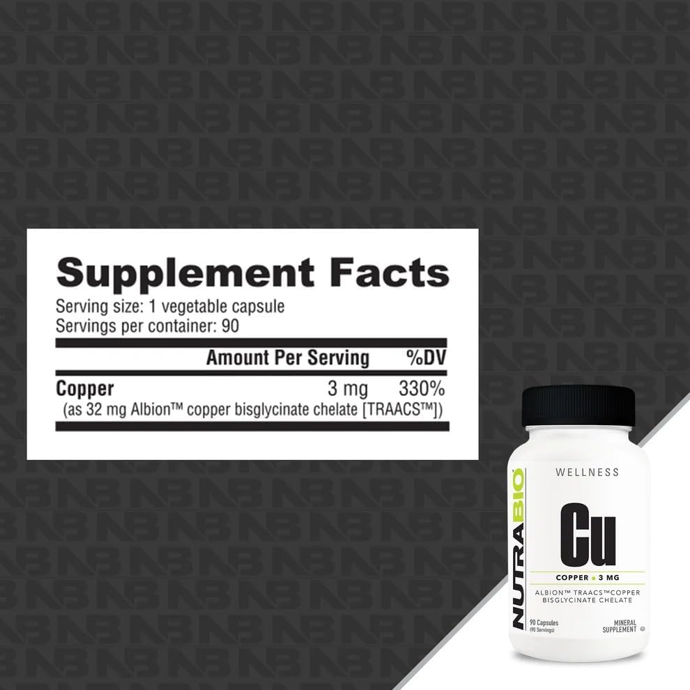 Copper Bisglycinate Chelate (3Mg), Immune Support - 90 Capsules