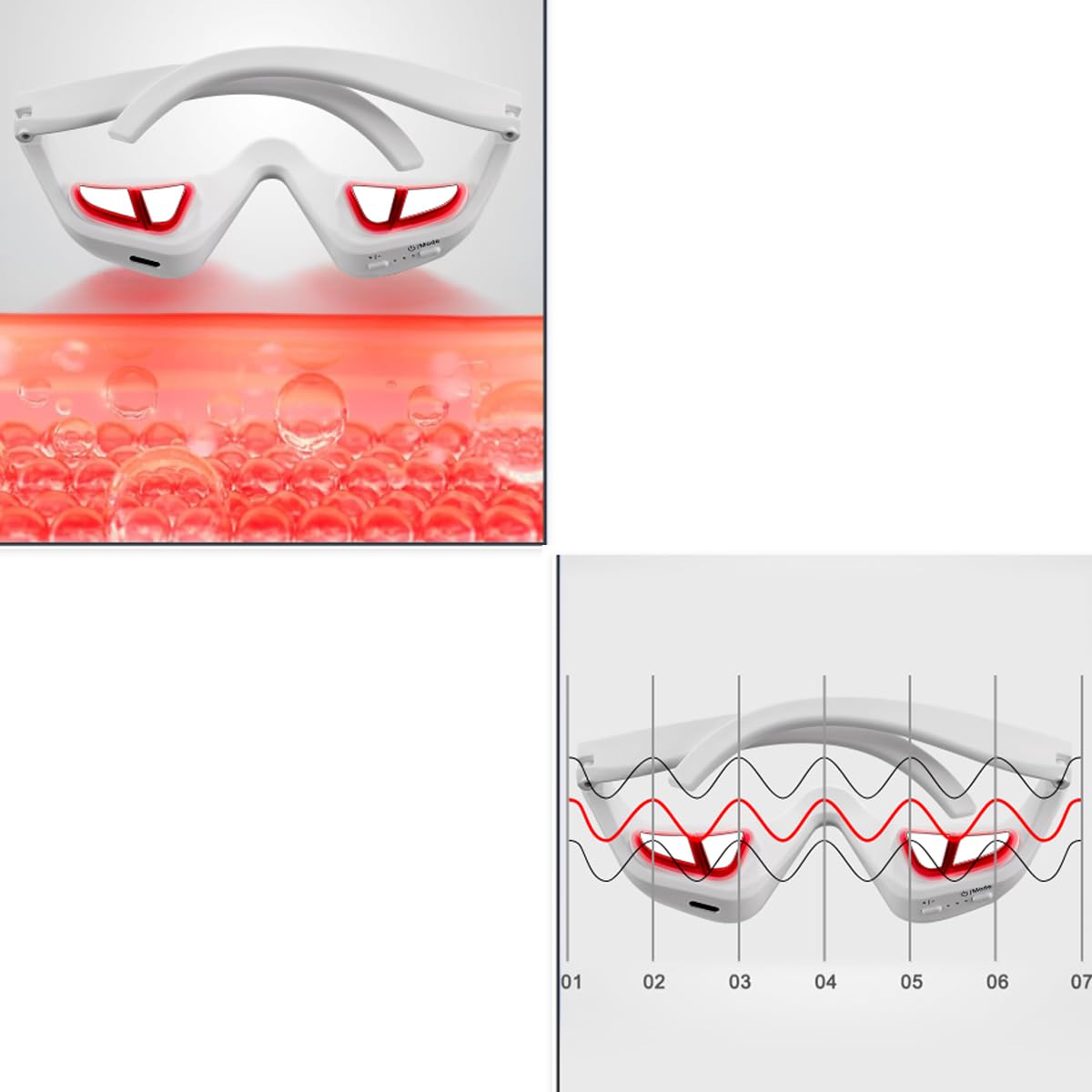 Under-Eye Red Light Therapy Glasses | LED Eye Massager for Puffiness, Wrinkles & Dark Circles | Skincare Beauty Device