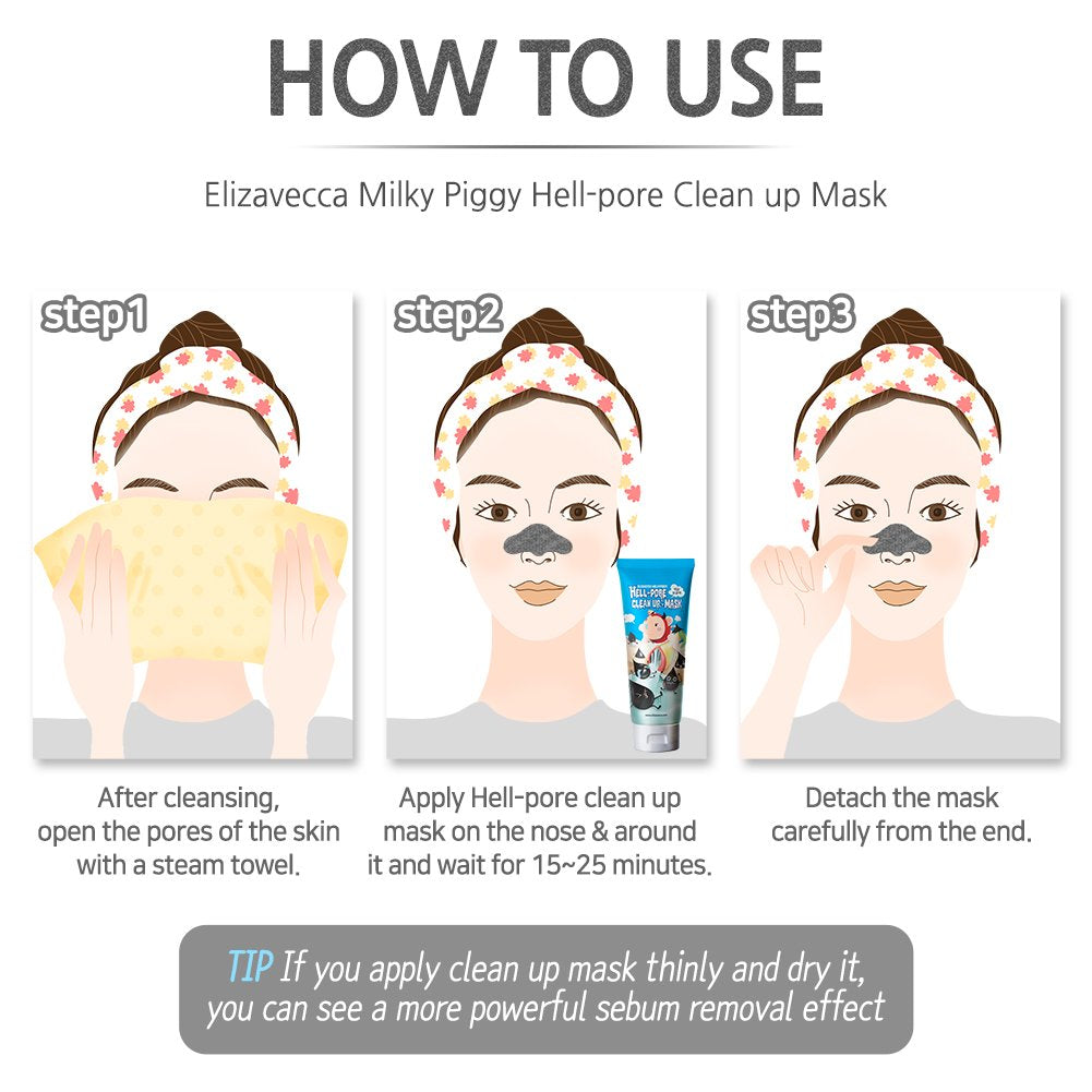 Milky Piggy Hell Pore Clean up Mask 100Ml/3.38 Fl.Oz. - Peel off Mask, Charcoal Pore Strips, Pore Cleansing, Removes Dead Skin Cells, Removes Skin Wastes, Pore Contraction