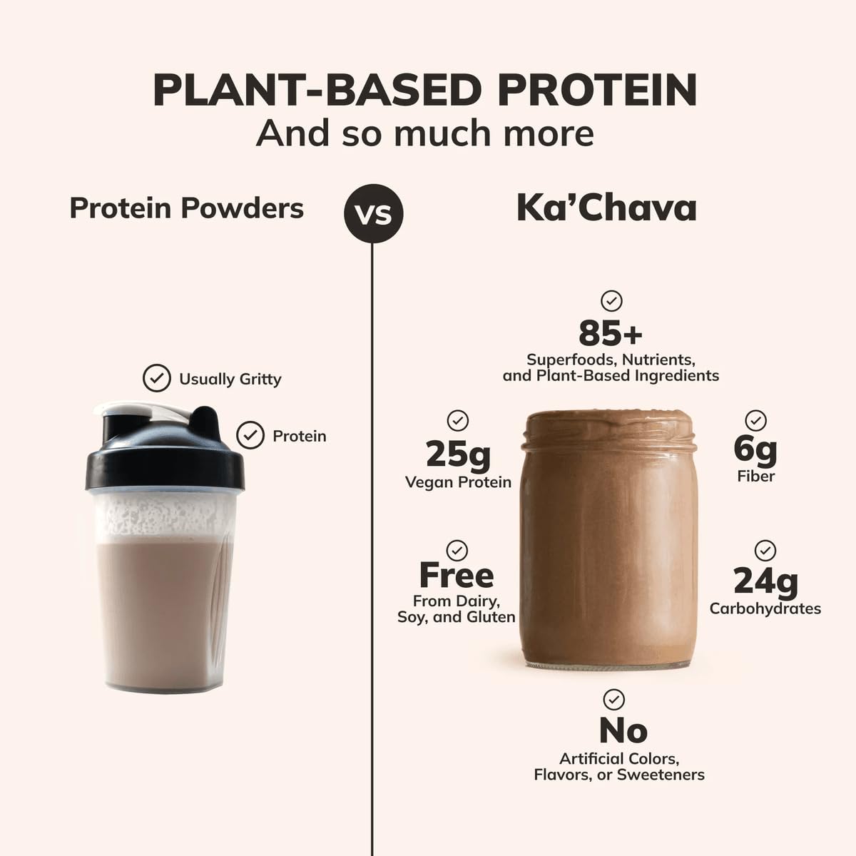 Ka’Chava All-In-One Nutrition Shake Blend, Greens Plant-Based Superfood, Digestive Enzymes &amp; Probiotics, Vegan Dairy Gluten Free
