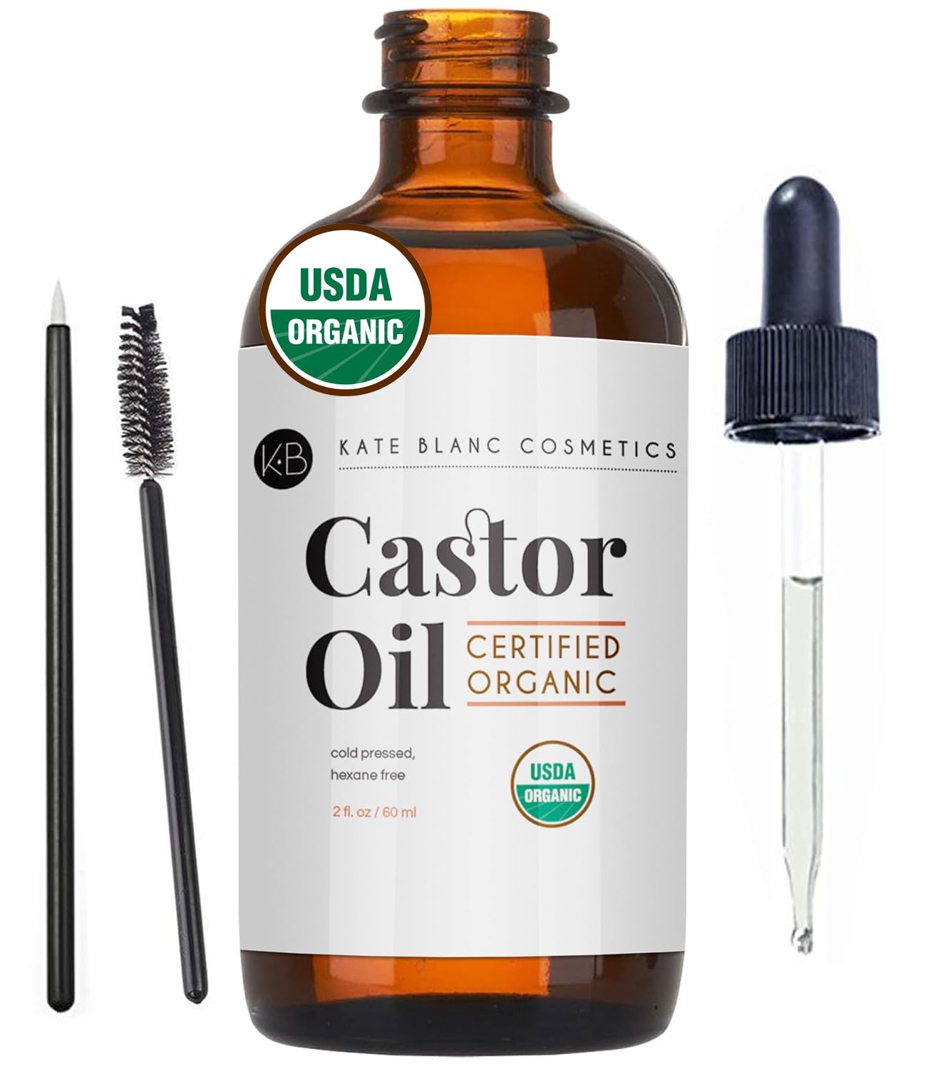 Castor Oil Organic - Stimulate Growth for Hair, Eyelashes, Eyebrows. Hair Treatment Starter Kit & Skin Moisturizer