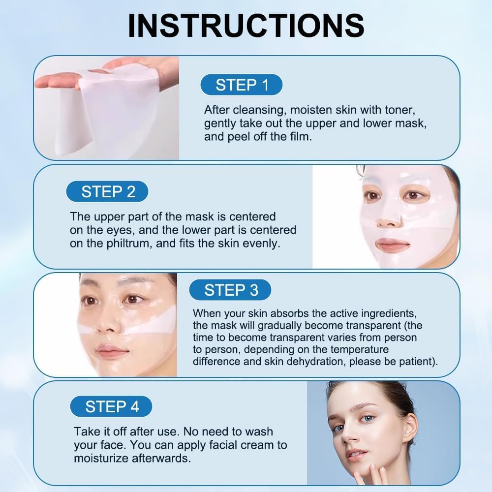 Bio-Collagen Mask, anti Wrinkle Mask, Bio-Collagen Deep Mask, Skinquee Collagen Mask, Bio Collagen Face Mask ，Korean Deep Hydrating and Firming Overnight Hydrogel Mask(4Pcs/Box)