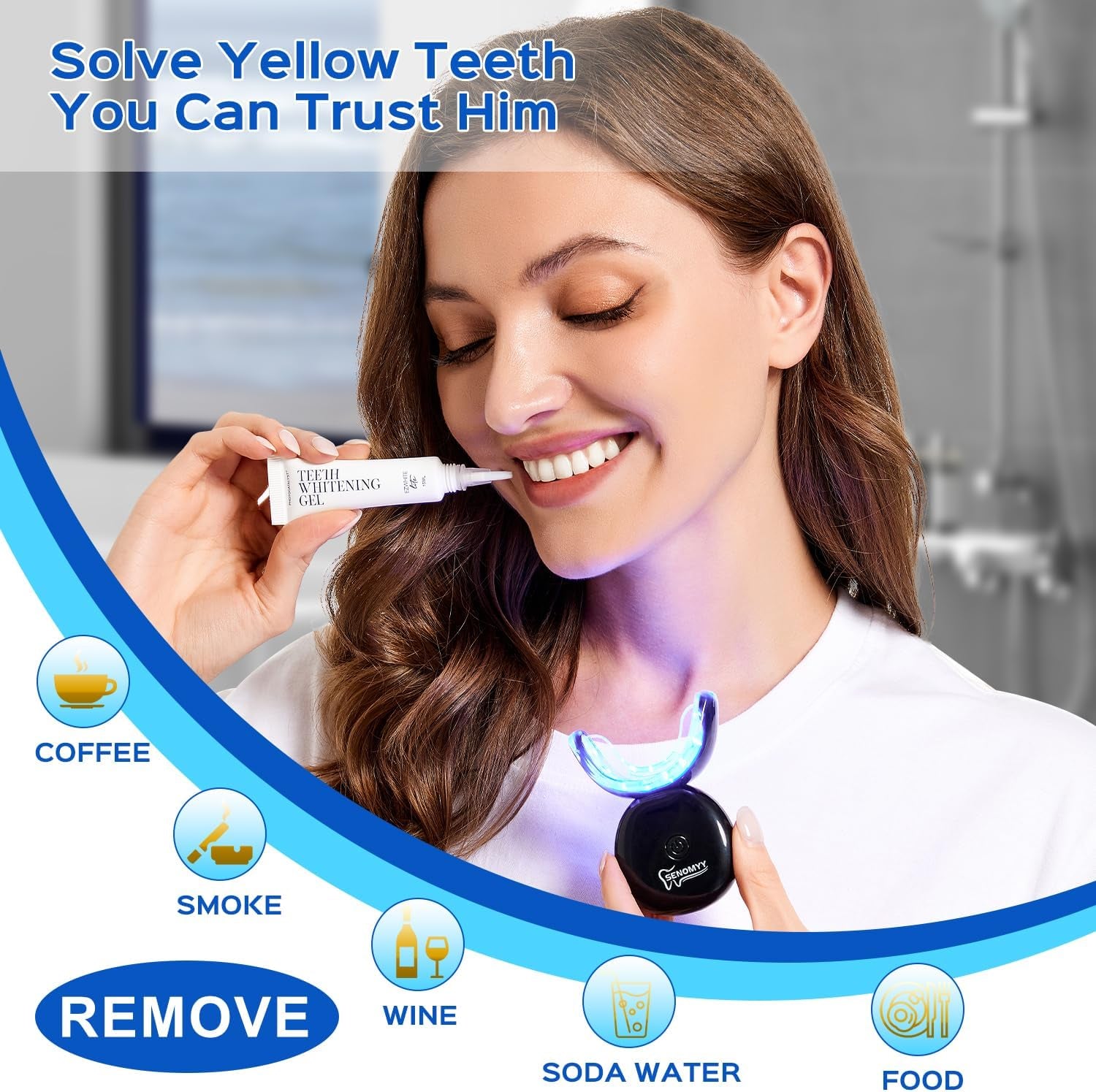 Teeth Whitening Kit 16X LED Light Rechargeable,Teeth Whitener 
