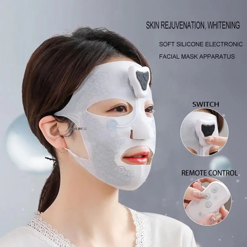 EMS Facial Beauty Device – Electronic Face Mask for Skin Tightening, Lifting & Firming | Soft Silicone Micro-current Mask | Rechargeable & Adjustable | Anti-Aging Skincare Tool for Women & Men