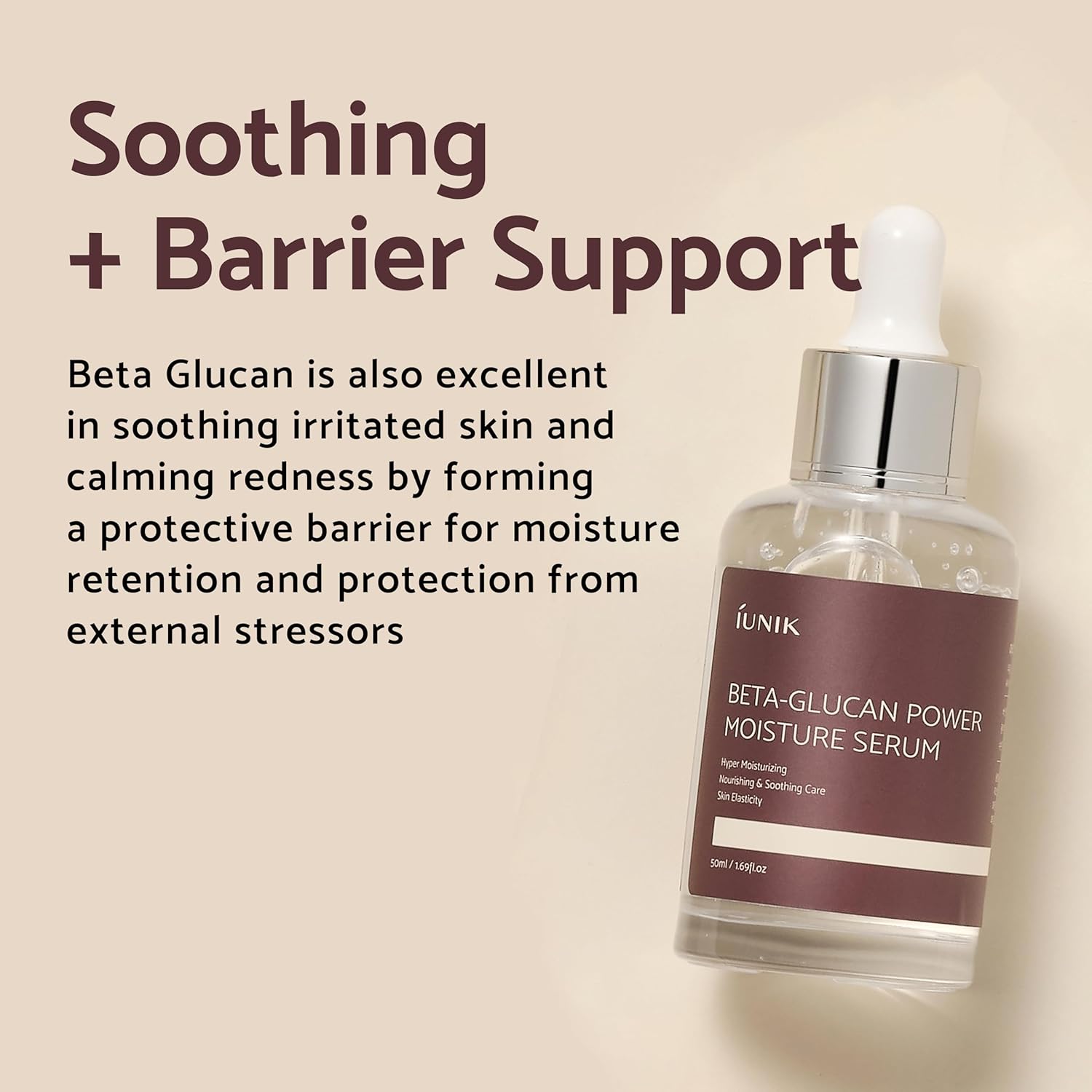 Beta-Glucan Power Deep Moisture Vegan Serum 400,000 Ppm Intense Hydration Mushroom Yeast Extracts Naturally-Derived - Dry Mature Sagging Sensitive Skin Cell Regenerating Lifting Korean Skincare