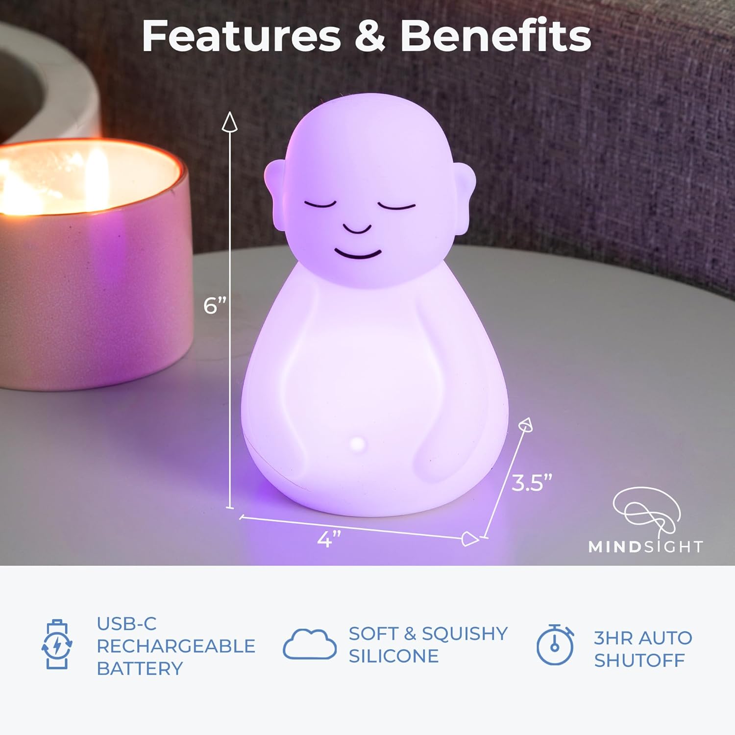 'Breathing Buddha' Guided Visual Meditation Tool for Mindfulness | Slow Your Breathing & Calm Your Mind for Stress & Anxiety Relief | Perfect for Adults & Kids | Relaxing Self Care Gift