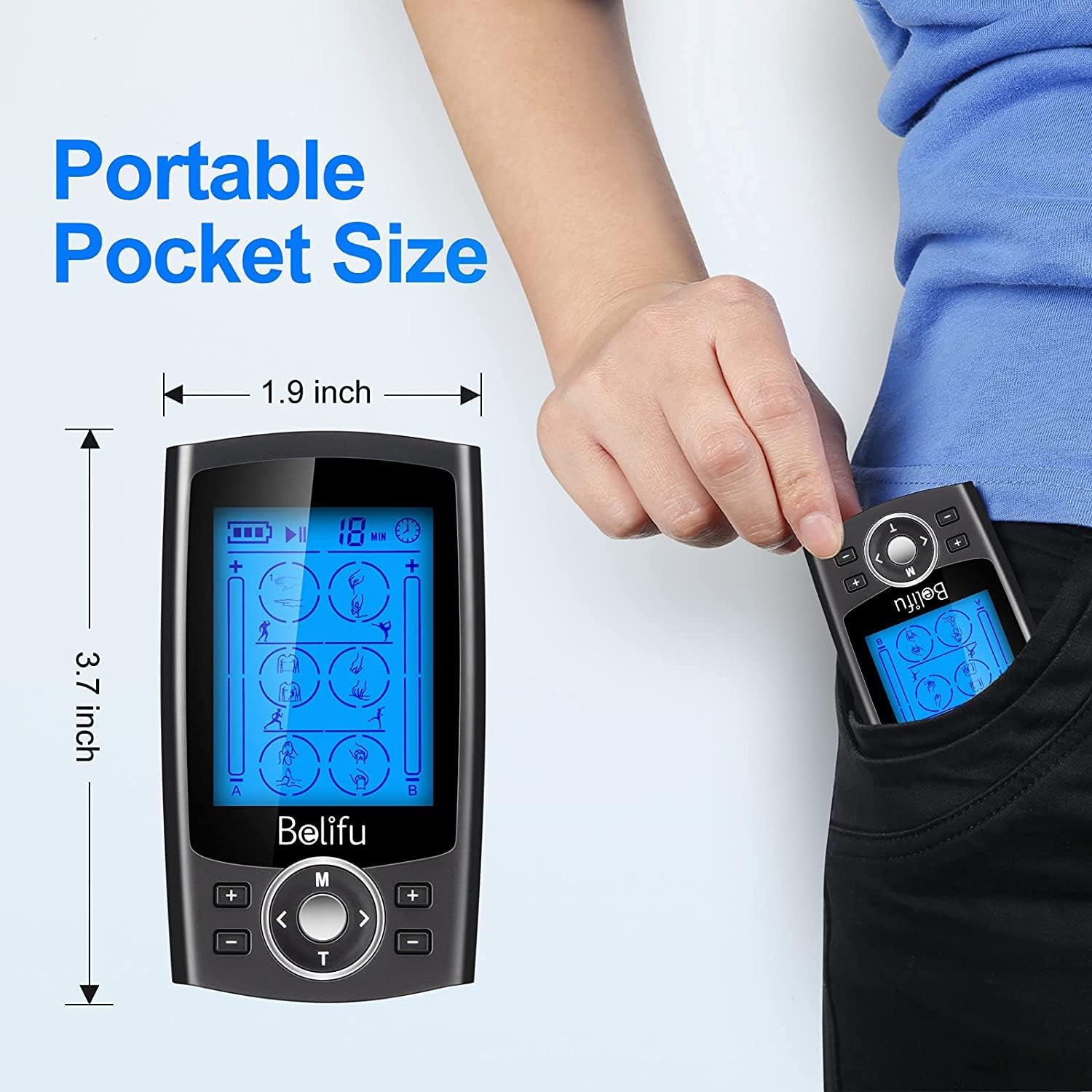 EMS Unit Massager – 24 Preprogrammed Modes for Pain & Muscle Relief