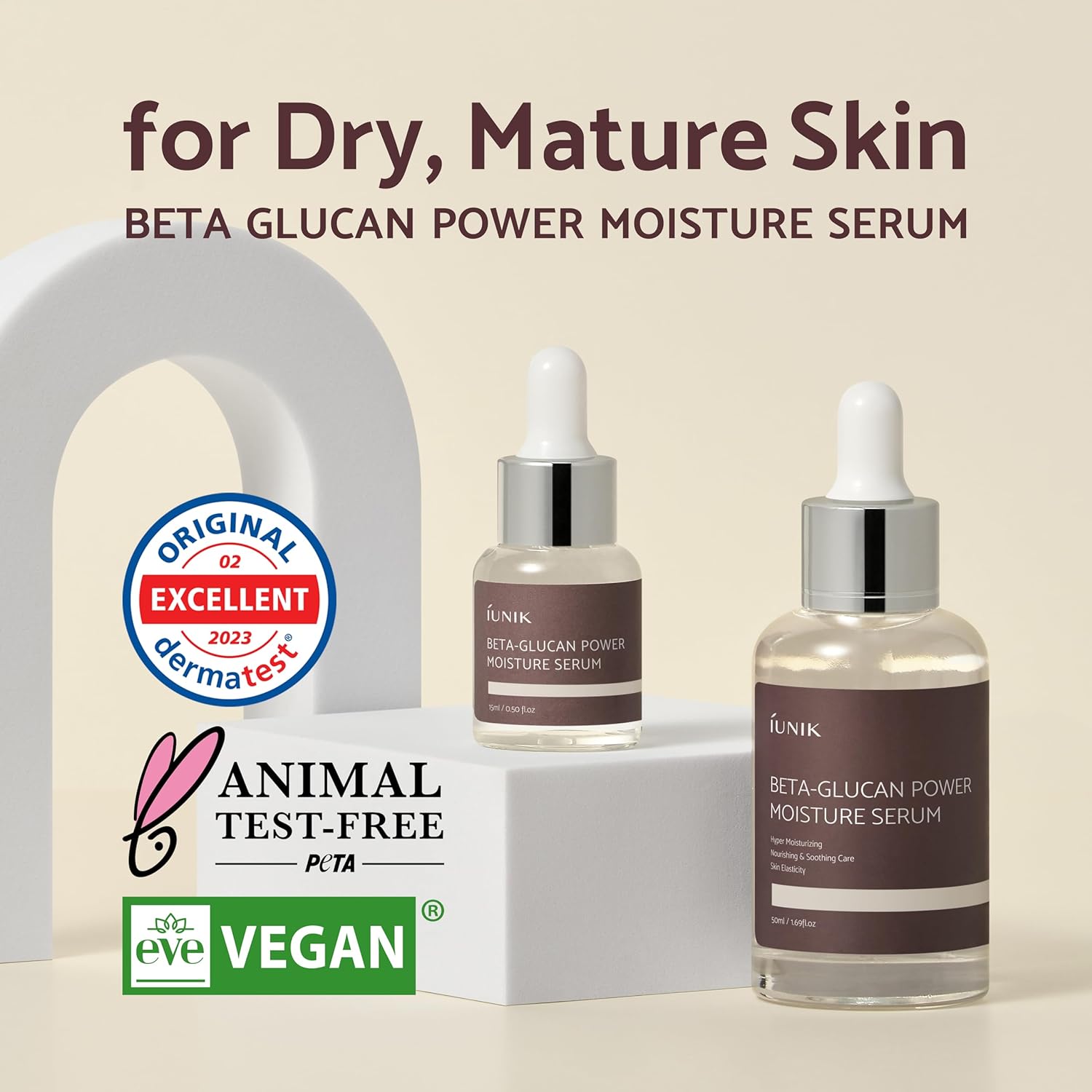 Beta-Glucan Power Deep Moisture Vegan Serum 400,000 Ppm Intense Hydration Mushroom Yeast Extracts Naturally-Derived - Dry Mature Sagging Sensitive Skin Cell Regenerating Lifting Korean Skincare