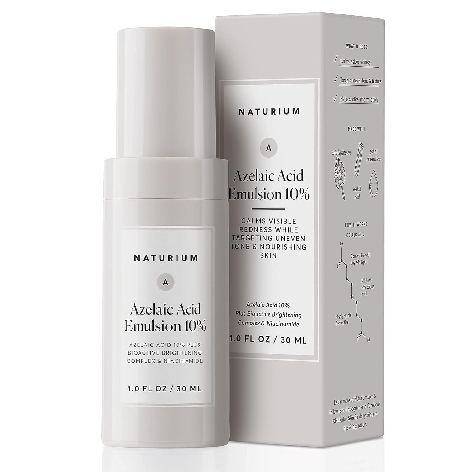 Azelaic Acid Emulsion 10% plus Bioactive Complex & Niacinamide, Anti-Aging Skin Care, 1 Oz