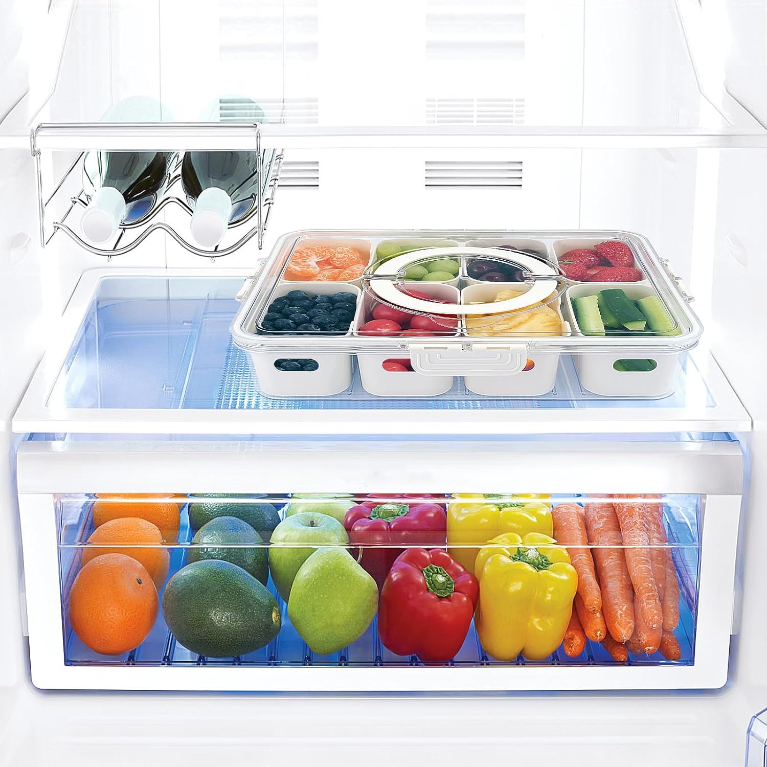 Portable Snack Containers - Tray with Lid (8 Compartments)