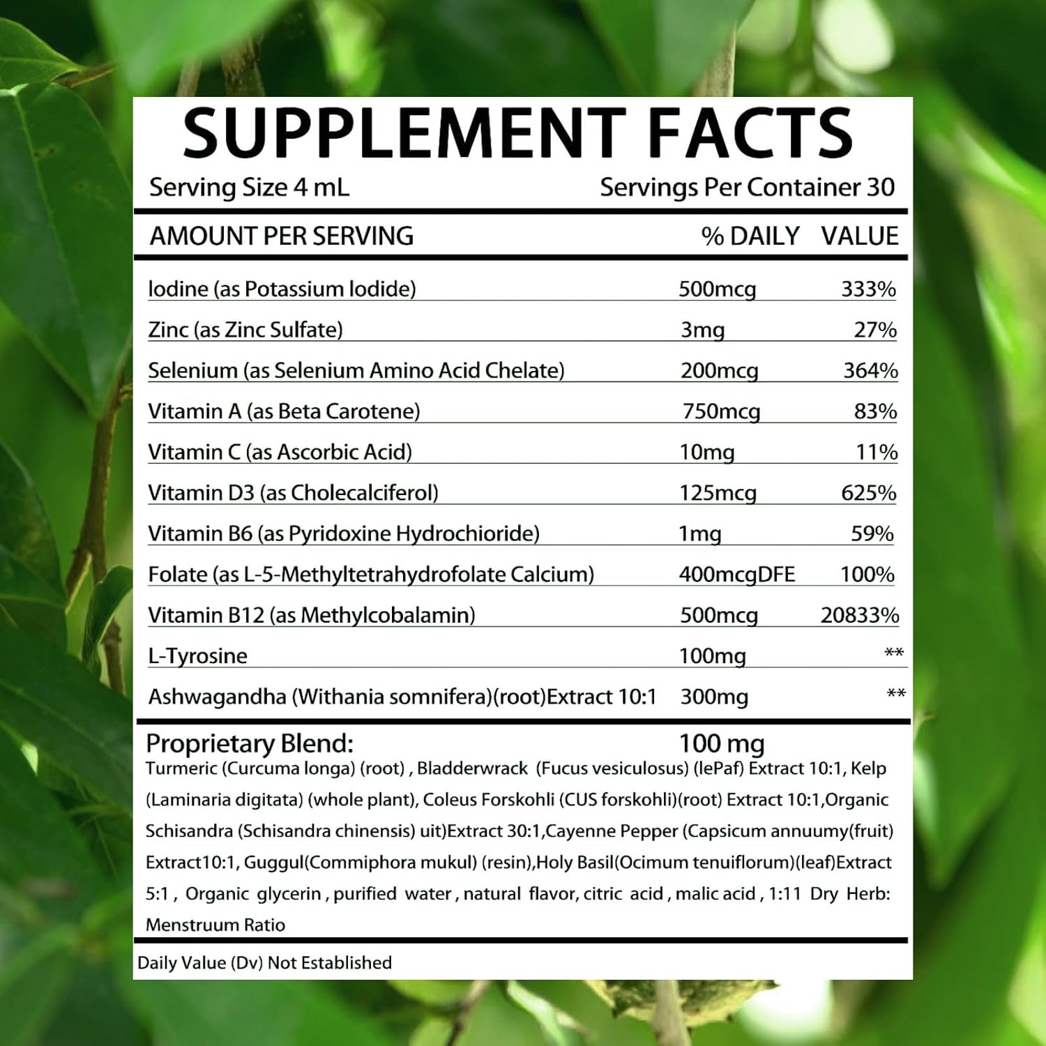 Thyroid Support Complex – Iodine, Tyrosine & Ashwagandha Drops