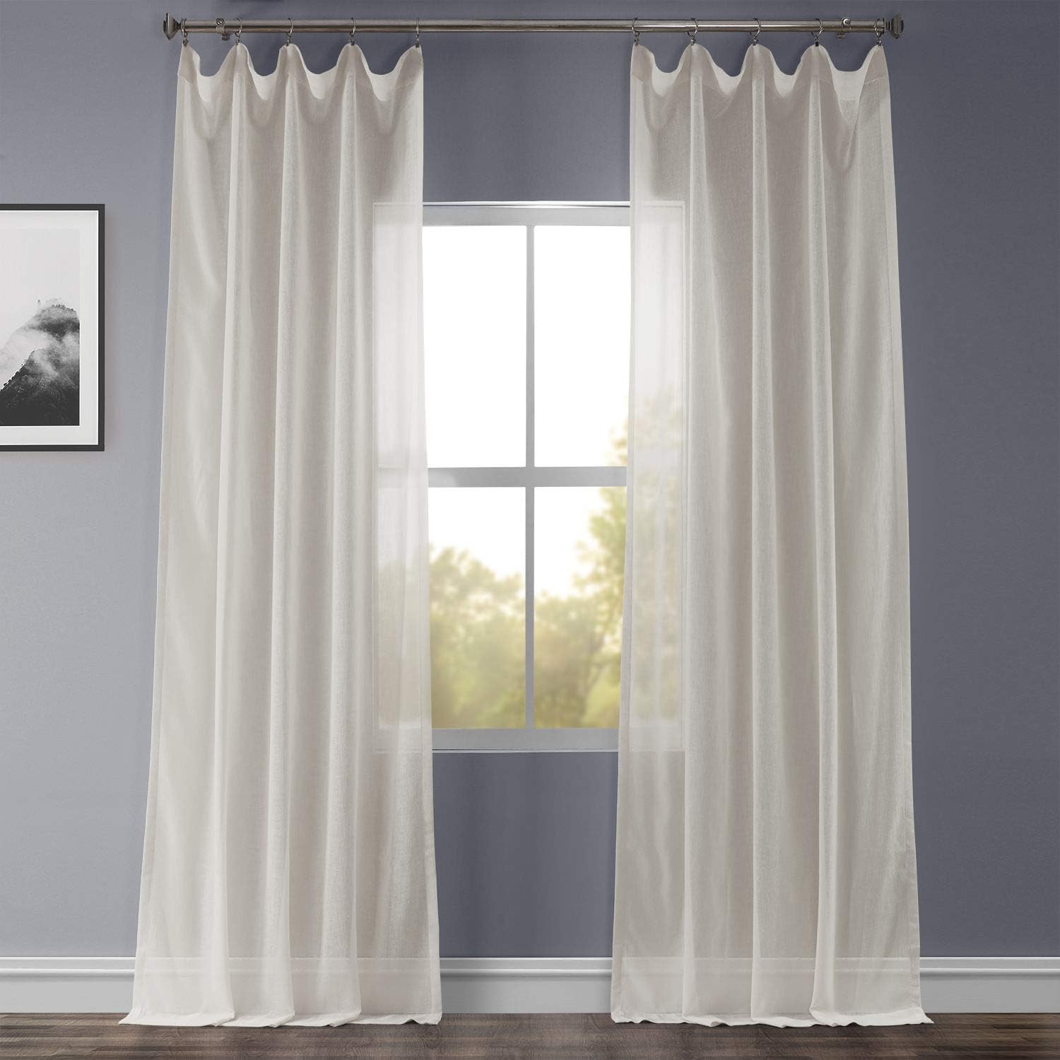 Linen Sheer Curtains 96 Inches Long Linen Curtain for Bedroom & Living Room 50W X 96L