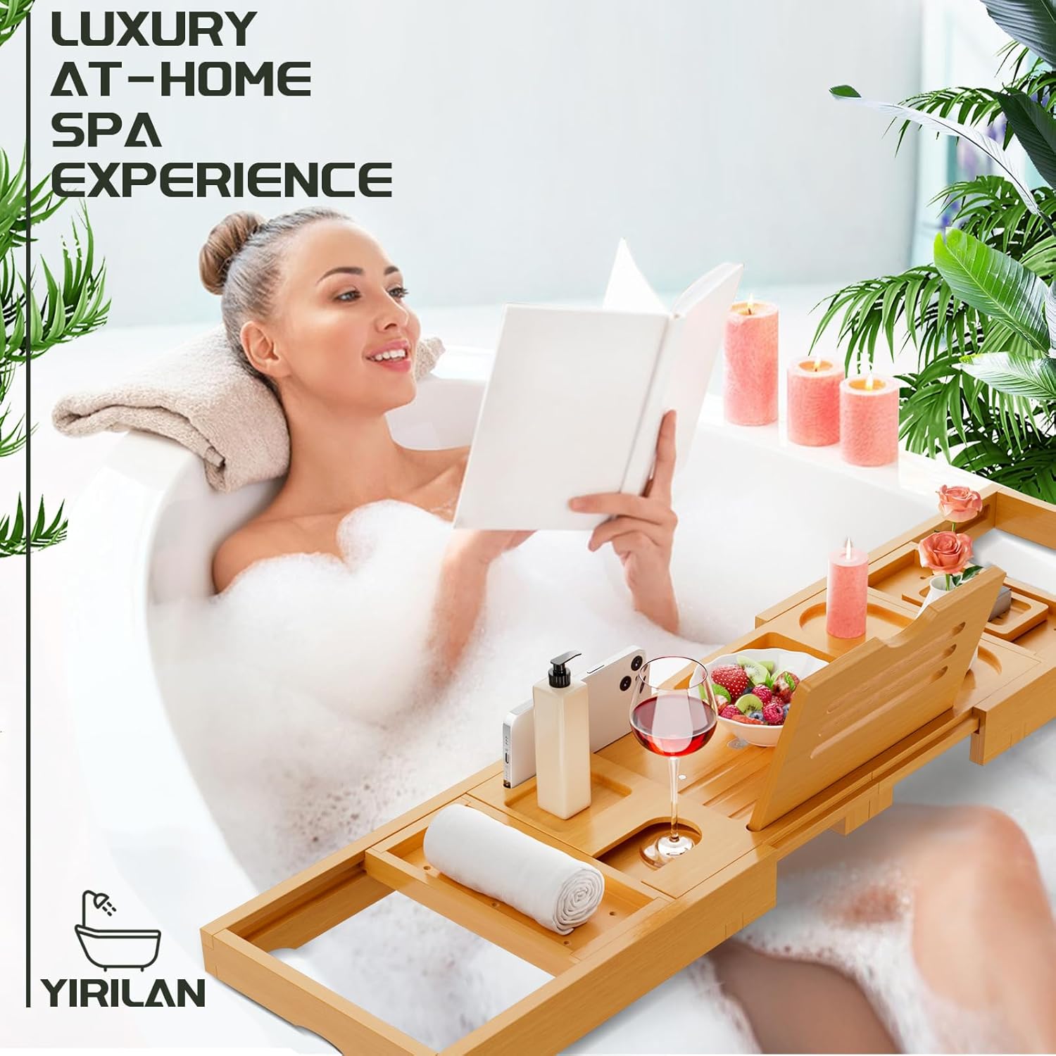 Luxury Bamboo Bathtub Caddy Tray