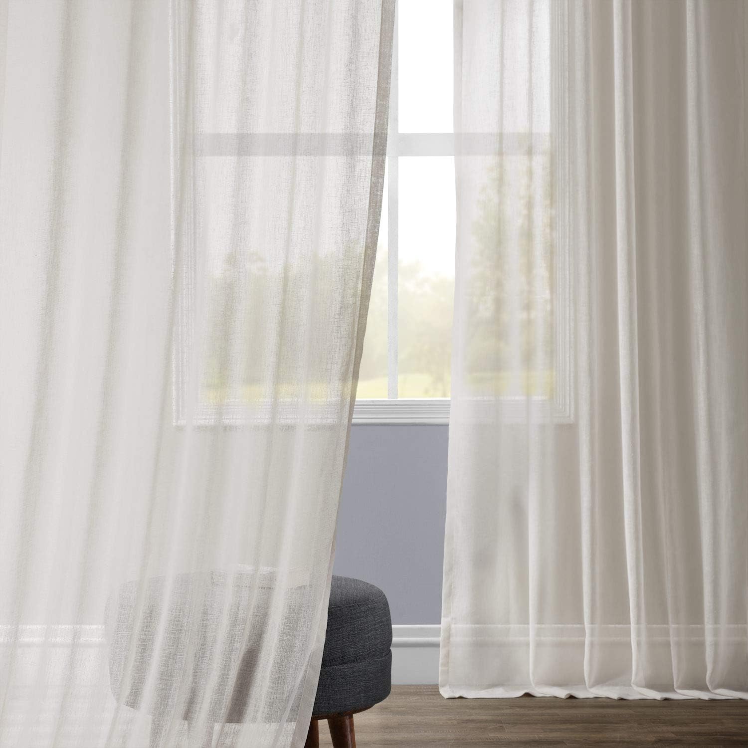 Linen Sheer Curtains 96 Inches Long Linen Curtain for Bedroom & Living Room 50W X 96L