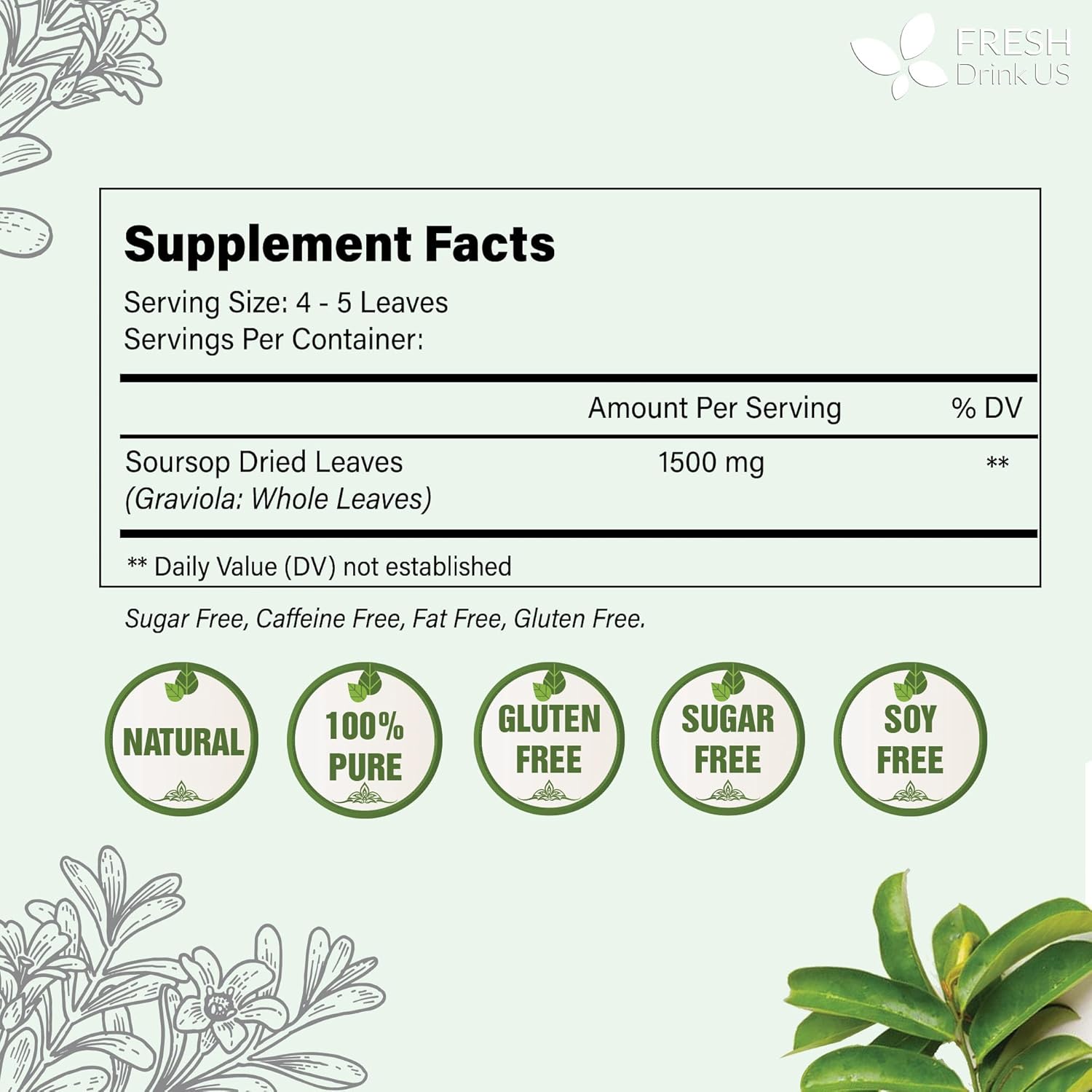 120+ Premium Soursop Graviola Dried Leaves, 120-130 Natural Leaves