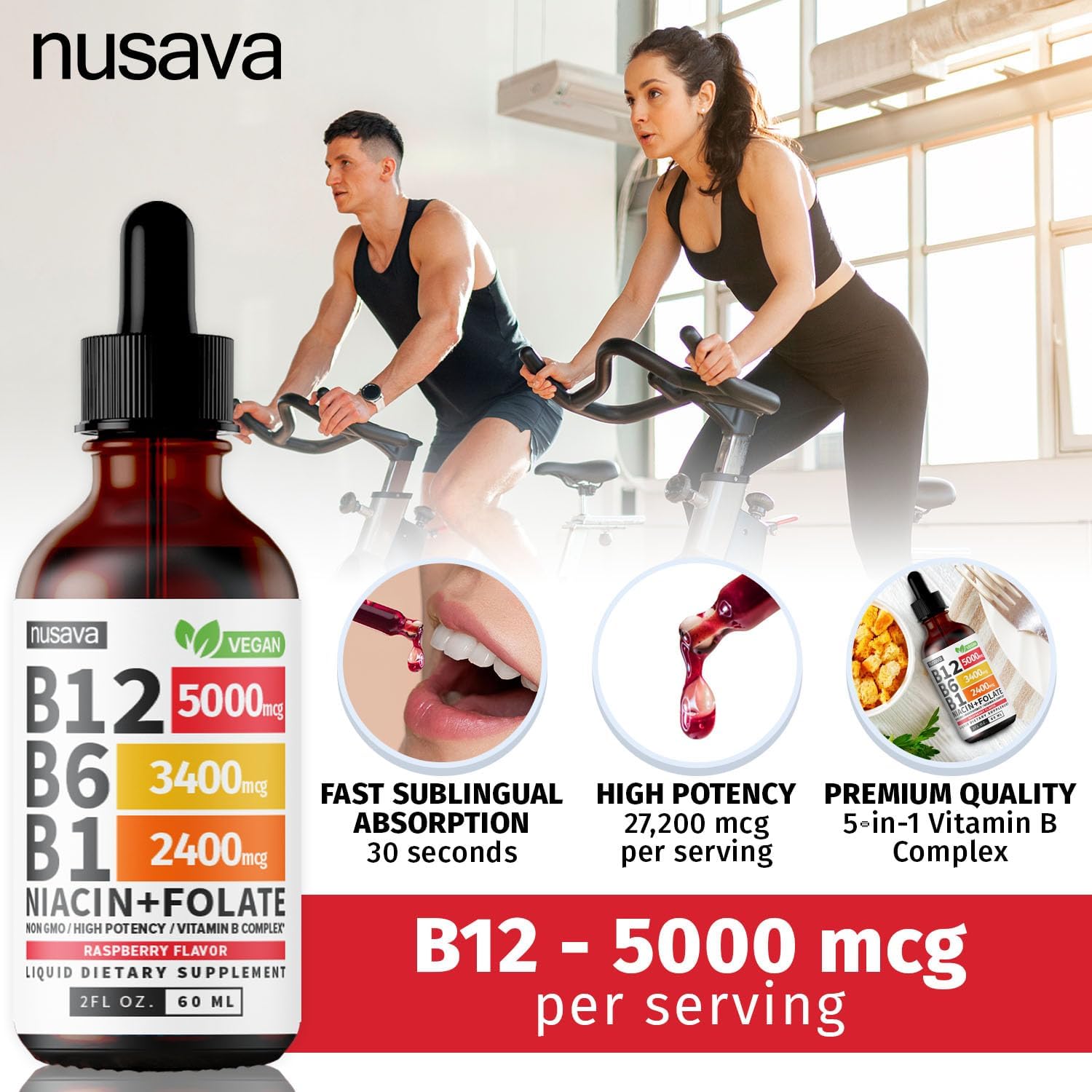 Vitamin B12 &amp; B Complex Drops for Energy &amp; Fatigue (2 Pack)